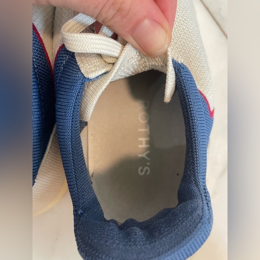 Rothy’s, men’s 10, RS01 off-white blue knit trainer zero drop removable insoles - Picture 10 of 15